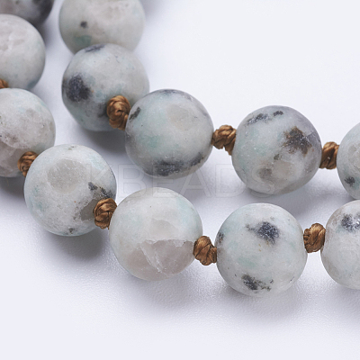 Natural Sesame Jasper/Kiwi Jasper Beaded Necklaces NJEW-P202-36-B15-1