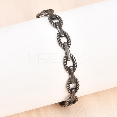 316 Surgical Stainless Steel Oval Link Chain Cuff Bangles BJEW-C125-03AS-1