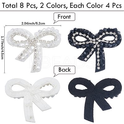 8Pcs 2 Colors Imitation Pearl & Glass Beads Sew on Appliques DIY-CY0001-30-1