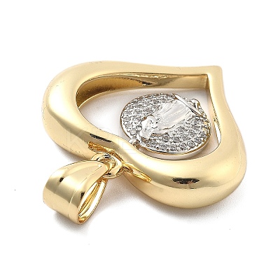 Rack Plating Brass with Cubic Zirconia Pendants KK-Q017-10C-G-1