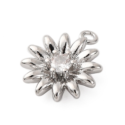 Brass Pave Clear Cubic Zirconia Charms LS-KK-V016-18P-1