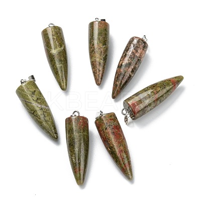 Natural Unakite Pointed Pendants G-D040-01P-B01-1