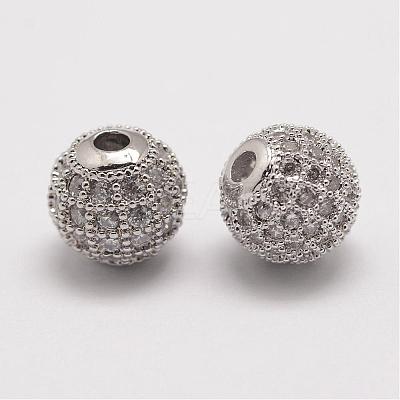 Brass Micro Pave Cubic Zirconia Beads ZIRC-E110-05P-1