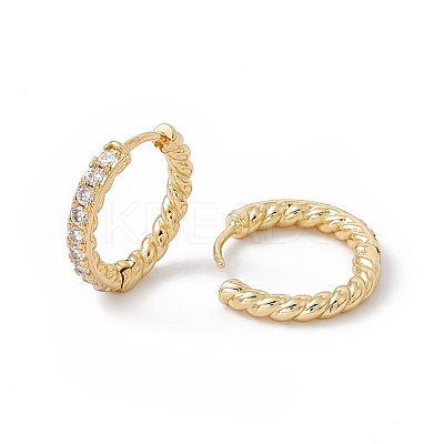 Clear Cubic Zircon Hoop Earrings EJEW-B014-04G-1