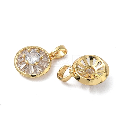 Brass Micro Pave Cubic Zirconia Charms KK-C140-03G-1