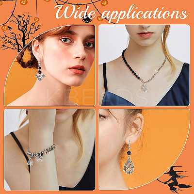 54Pcs 9 Styles Halloween Jewelry Tibetan Style Alloy Pendants FIND-SC0004-40-1