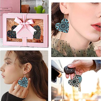 30Pcs 5 Colors Printed Natural Basswood Pendants WOOD-CJ0001-85-1