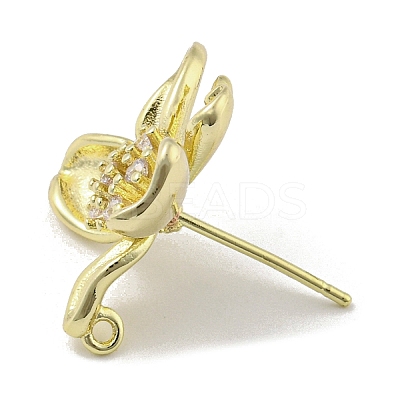Brass Cubic Zirconia Stur Earring Findings LS-KK-R154-10G-1