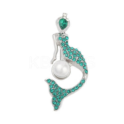 Mermaid Alloy Rhinestone Brooches for Backpack Clothes LS-PALLOY-D361-24P-02-1