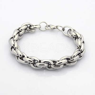 Tarnish Resistant Casual Style 304 Stainless Steel Double Link Chain Bracelets STAS-O036-37P-1