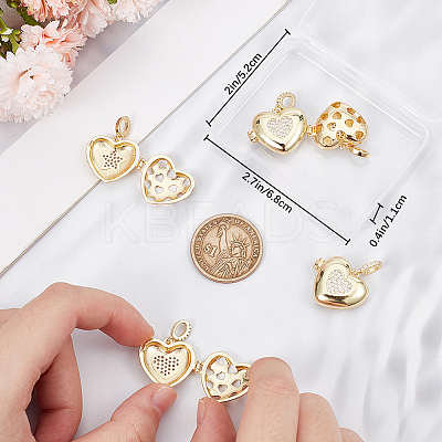 6Pcs 2 Styles Brass Micro Pave Cubic Zirconia Pendants ZIRC-BBC0003-08-1