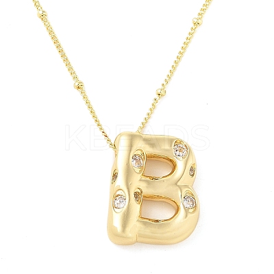 Brass Micro Pave Clear Cubic Zirconia Pendant Necklaces NJEW-Z038-01G-B-1