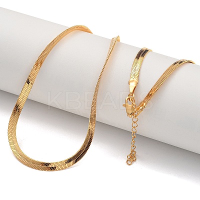 Brass Flat Snake Chain Necklaces for Women NJEW-U011-13G-1