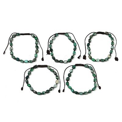 Dyed Natural Imperial Jasper Beads Braided Bead Bracelets for Men Women BJEW-D360-01B-1