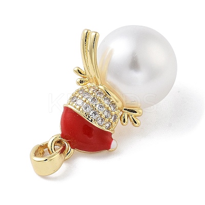 Christmas Theme Brass Micro Pave Cubic Zirconia Pendants KK-F877-30G-01-1