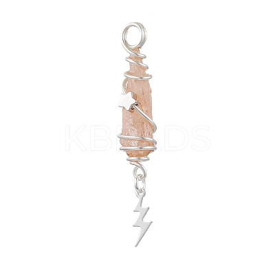3Pcs 3 Styles Electroplated Natural Quartz Crystal Nuggets Copper Wire Wrapped Pendants PALLOY-JF03128-09-1