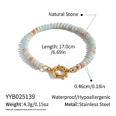 Natural Amazonite Rondelle Beaded Bracelets OA9565-7-1