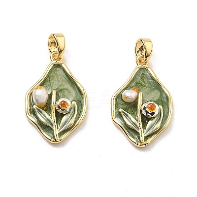 Brass Enamel Pendants KK-B129-25G-01-1