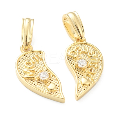 Mother's Day Brass Cubic Zirconia Hanger Pendants KK-E790-04G-1