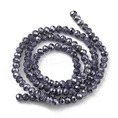 Faceted Rondelle Transparent Painted Glass Beads Strands DGLA-J001-C07-4mm-1