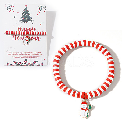 Elegant Christmas Handmade Polymer Clay Heishi Beaded Stretch Bracelets MV9996-29-1