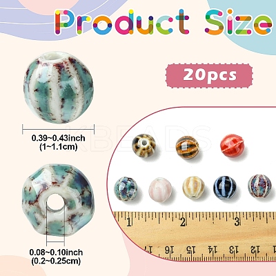 20Pcs Handmade Porcelain Beads PORC-YW0001-39A-1