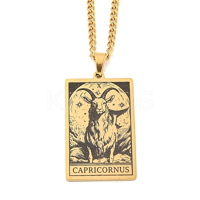 304 Stainless Steel Tarot Pendant Necklaces NJEW-A026-01G-10-1