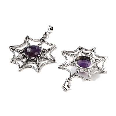Natural Amethyst Spider Web Pendants X-G-Q163-09AS-08-1