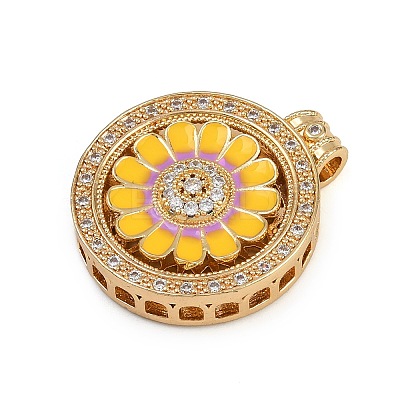 Brass Micro Pave Cubic Zirconia Rotating Pendants KK-P332-02A-G-1