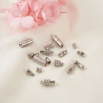 16Sets 4 Style 304 Stainless Steel Screw Clasps STAS-FW0001-08P-1