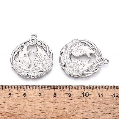 304 Stainless Steel Howling Wolf Pendants STAS-T067-36P-1