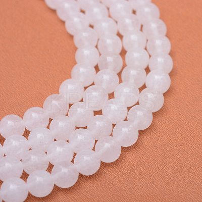 Round Natural White Jade Bead Strands G-R345-8mm-06-1