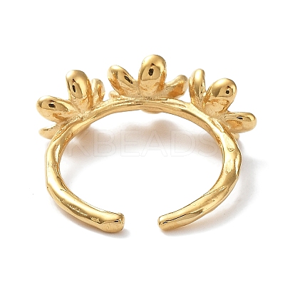 304 Stainless Steel Flower Open Cuff Ring Findings STAS-K263-04G-1