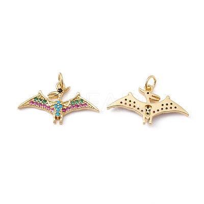 Rack Plating Brass Micro Pave Colorful Cubic Zirconia Pendants ZIRC-C040-48F-G-1