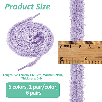 6 Pairs 6 Colors Fiber Shoelaces AJEW-FH0005-98-1