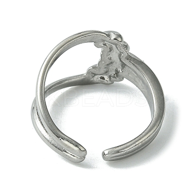 Non-Tarnish 304 Stainless Steel Open Cuff Ring LS-RJEW-L110-029P-1