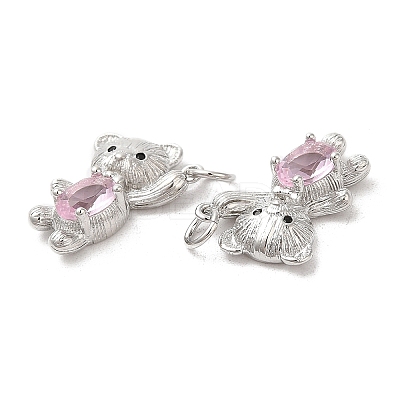 Brass & Glass & Cubic Zirconia Pendants KK-G468-64P-1