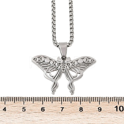 Hollow Out Butterfly 201 Stainless Steel Pendant Necklaces for Men Women LS-NJEW-K283-24P-1