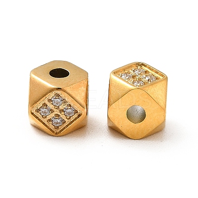Ion Plating(IP) 304 Stainless Steel Micro Pave Clear Cubic Zirconia Beads STAS-G295-20G-1