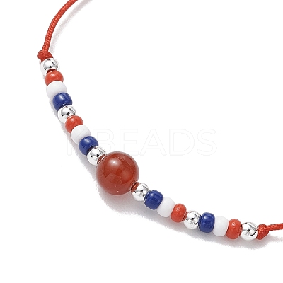 3Pcs 3 Colors Independence Day Glass Seed Beads Braided Bead Bracelets BJEW-MZ00179-1