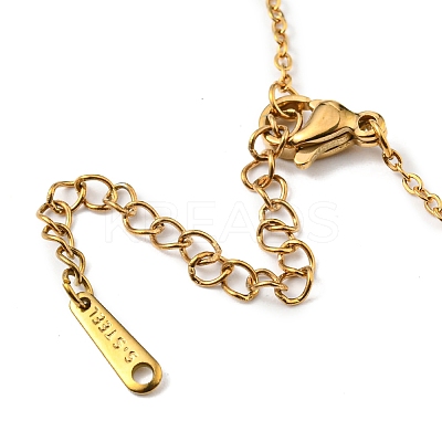 201 Stainless Steel Moon Pendant Necklace with Cable Chains NJEW-Q317-32G-1