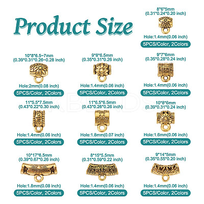 100Pcs 20 Style Tibetan Style Alloy Tube Bails TIBEB-TA0001-27-1