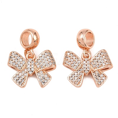Brass Micro Pave Cubic Zirconia European Dangle Charms ZIRC-E163-15RG-1