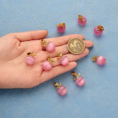 10Pcs Apple Gemstone Charm Pendant Crystal Quartz Healing Natural Stone Pendants Opal Buckle for Jewelry Necklace Earring Making Crafts JX526C-1