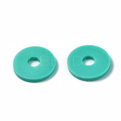 Flat Round Handmade Polymer Clay Beads CLAY-R067-10mm-34-1