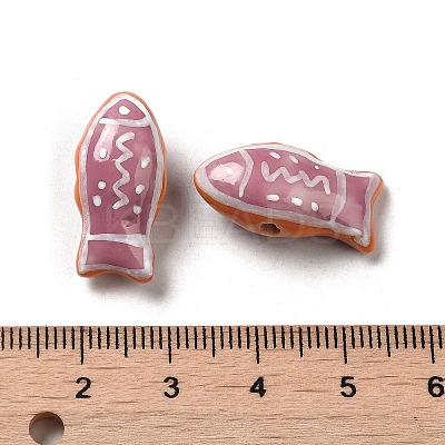 Handmade Printed Porcelain Beads PORC-E015-17E-1