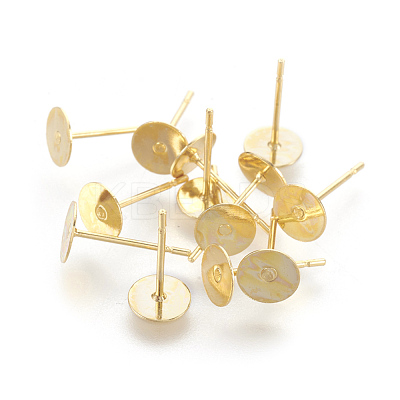 202 Stainless Steel Stud Earring Findings STAS-F186-01G-6mm-1