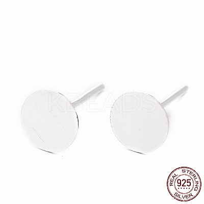 925 Sterling Silver Round Flat Pad Stud Earring Findings STER-T002-201S-1