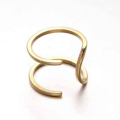 Simple 304 Stainless Steel Wide Band Hollow Cuff Rings RJEW-F046-18-17mm-1