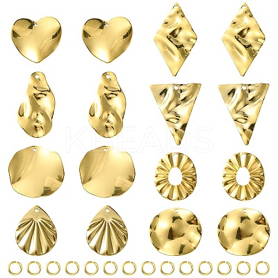 16Pcs 8 Style 201 Stainless Steel Pendants DIY-FS0005-37G-1